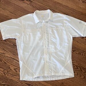 Mountain HardWear Men's Lightweight Fishing Shirt Large White Vented pockets EUC